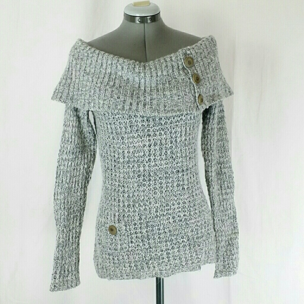 J.J. Always Cowl Neck Sweater Buttons Front Pocket